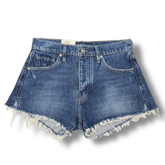Levis Made & Crafted Womens Cut Off Denim Jean Shorts 26 Blue Hi Rise Cheeky New - Picture 1 of 12